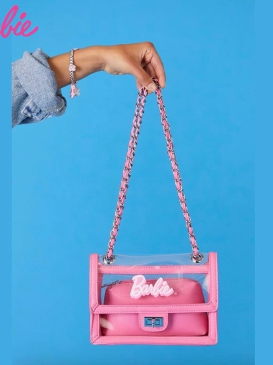 Barbie Handbags - Viral never worn Barbie Pink Clear-Panel Chain Strap Crossbody Bag